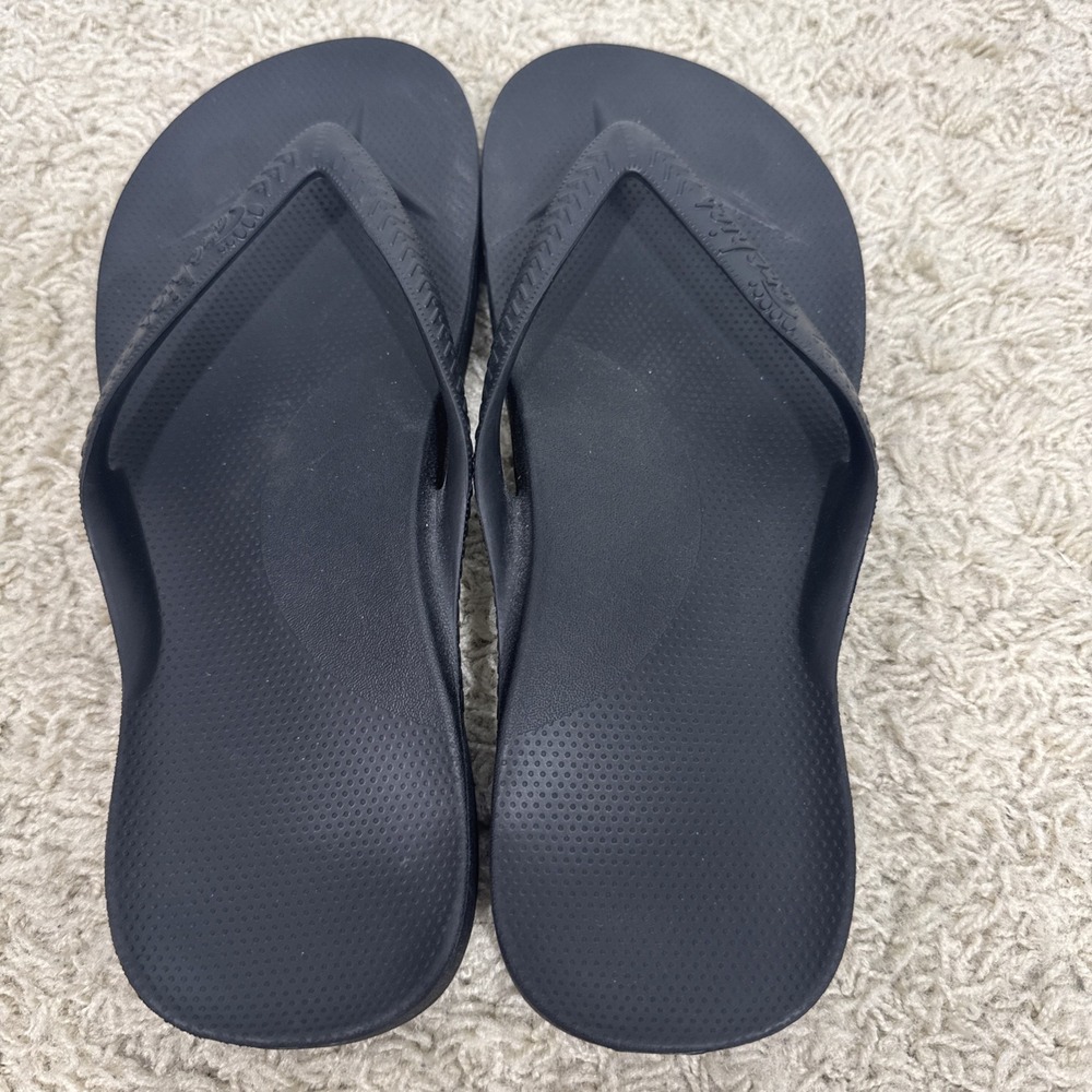 Archies Arch Support Flip Flops Black Women's 9 Men's 8 Orthotic Sandals Beach - Picture 6 of 11